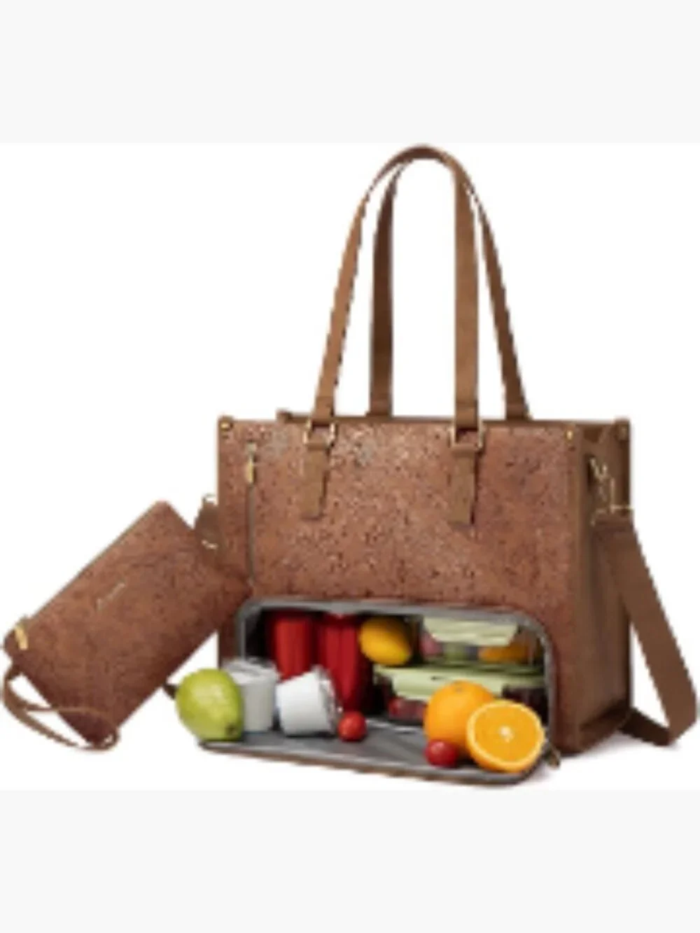 Quilted Lunch Tote Bag 17.3 Inch Laptop Insulated Cooler Bag with Matching